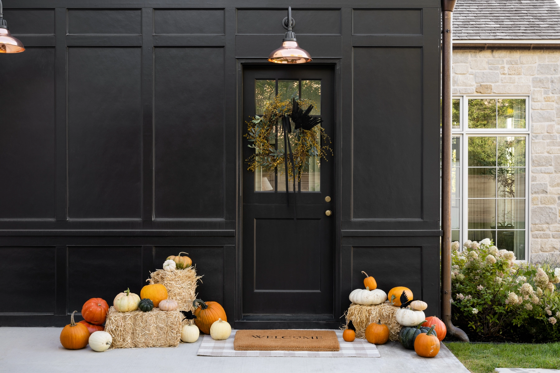 Spooky & neutral halloween decor, studio McGhee, outdoor pumpkins